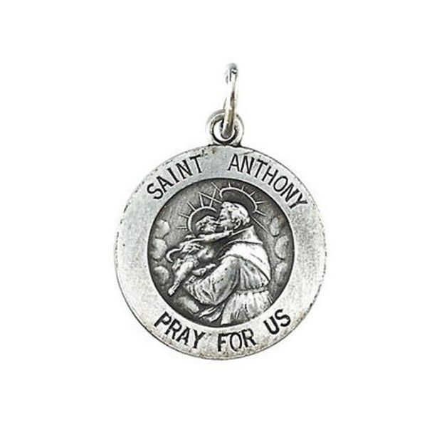 Sterling Silver St. Anthony Medal Necklace, 18" (15 MM)