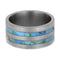 Turquoise Pinstripe 10mm Comfort-Fit Titanium Band