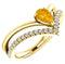 Citrine Pear and Diamond Chevron 14k Yellow Gold Ring (.145 Ctw, G-H Color, I1 Clarity)