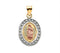 Rhodium-Plated 14k Yellow and Rose Gold Tri-Color Our Lady of Guadalupe Oval Pendant (15.5x12.75 MM)