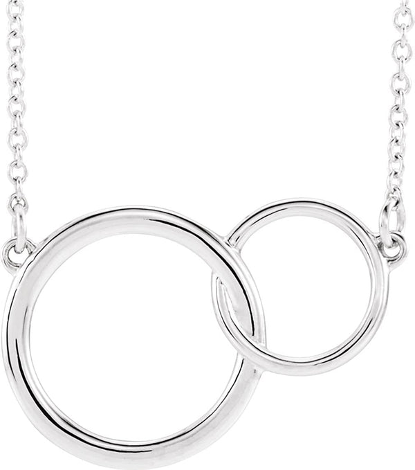 Platinum Interlocking Circle Necklace, 18"