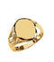 Men's Closed Back Brushed Oval Signet Ring, 14k Yellow Gold (13.25x10.75mm), Size 10.5