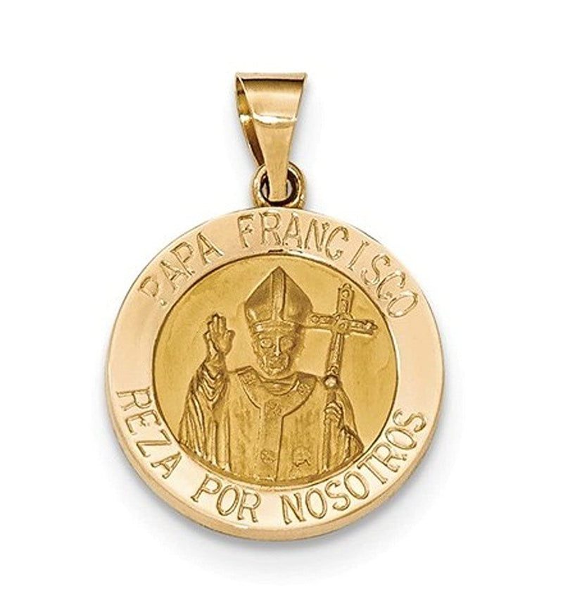 14k Yellow Gold Hollow Papa Francisco Medal