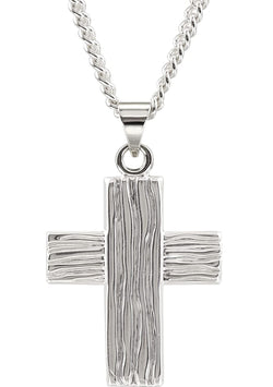 Rugged Cross Brushed Sterling Silver Pendant (23X19 MM)
