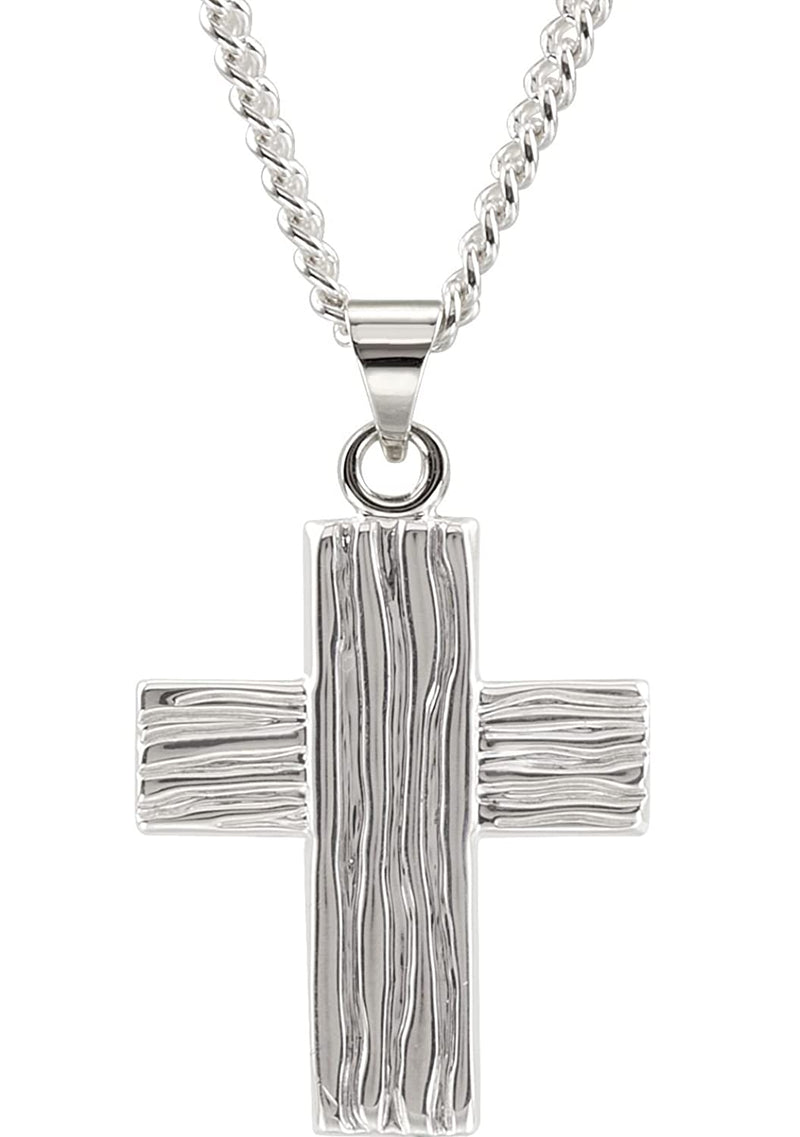 Rugged Cross Brushed Sterling Silver Pendant (23X19 MM)