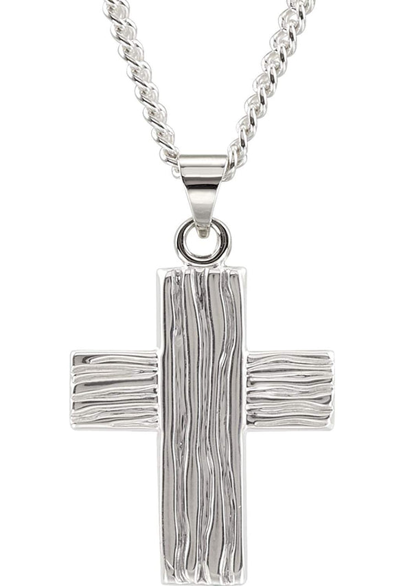 Rugged Cross Brushed Sterling Silver Pendant (13X10 MM)