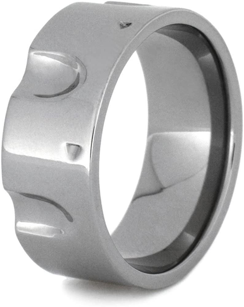 Gun Revolver 9mm Comfort-Fit Titanium Wedding Band, Size 15.75