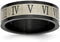 Brushed Stainless Steel, Black IP 7mm Roman Numeral Comfort-Fit Flat Band, Size 8.5