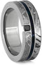 The Men's Jewelry Store (Unisex Jewelry) Black Diamond, Seymchan Meteorite, Blue Box Elder Wood, Gibeon Meteorite 8.5mm Titanium Comfort-Fit Wedding Band, Size 9.75