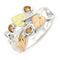 Lab Created Gold Topaz November Birthstone Ring, Sterling Silver, 12k Green and Rose Gold Black Hills Gold Motif