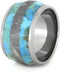 Turquoise, Gibeon Meteorite 15mm Comfort-Fit Titanium Wide Rustic Band, Size 4.5