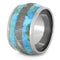 Turquoise, Gibeon Meteorite 15mm Comfort-Fit Titanium Wide Rustic Band