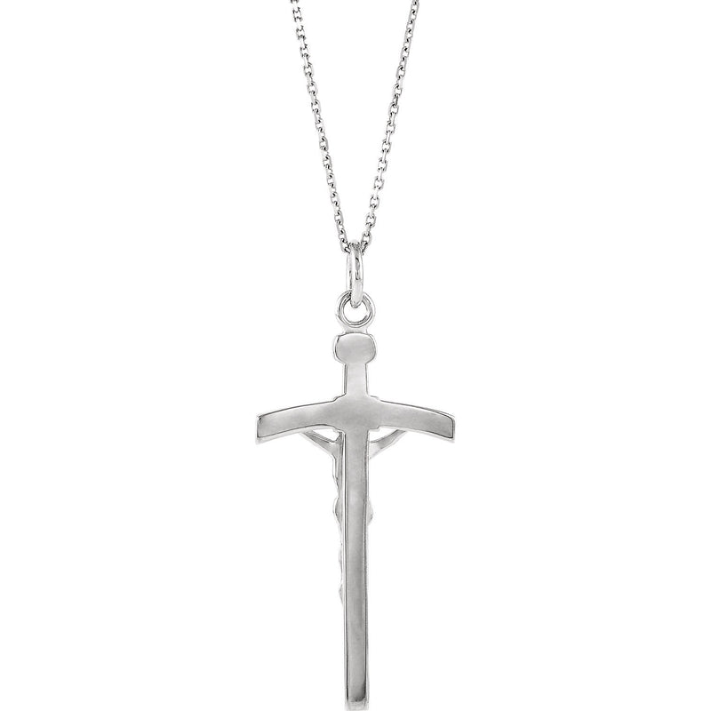 Papal Crucifix Sterling Silver Pendant Necklace, 24" (38X18MM)