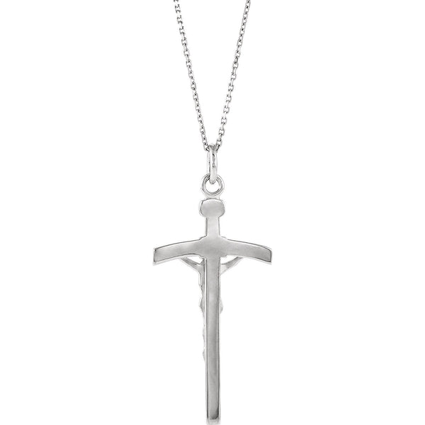 Papal Crucifix Sterling Silver Pendant Necklace, 18" (23X14MM)