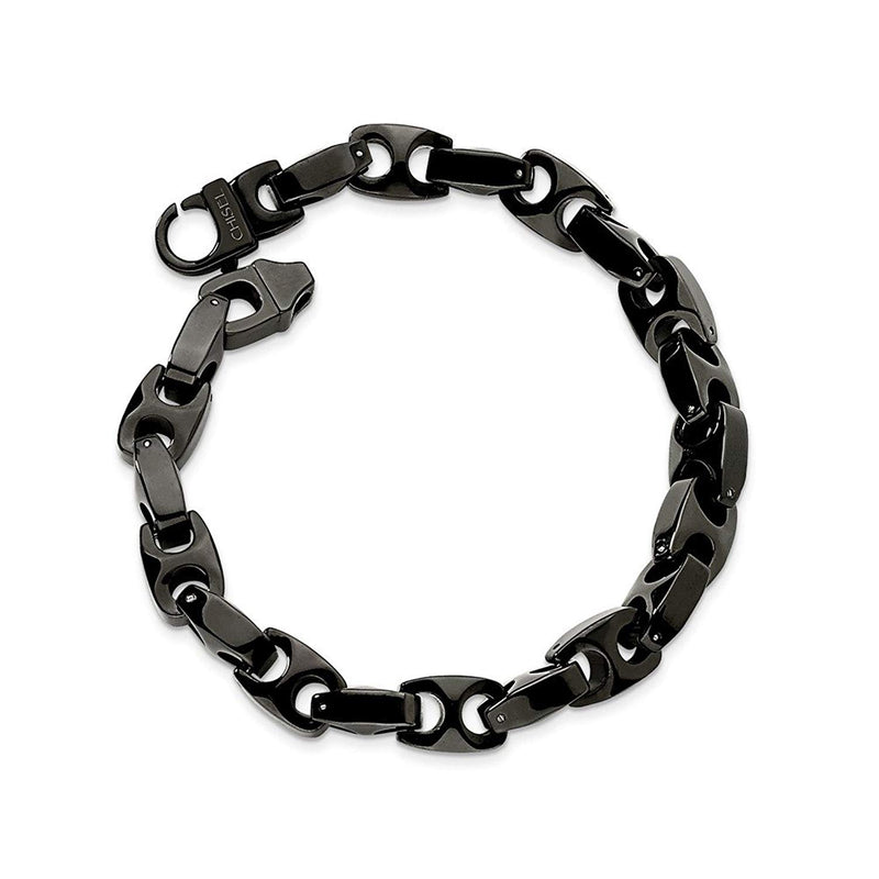 Men's Polished Tungsten 10mm Black IP-Plated Bracelet, 9.5"