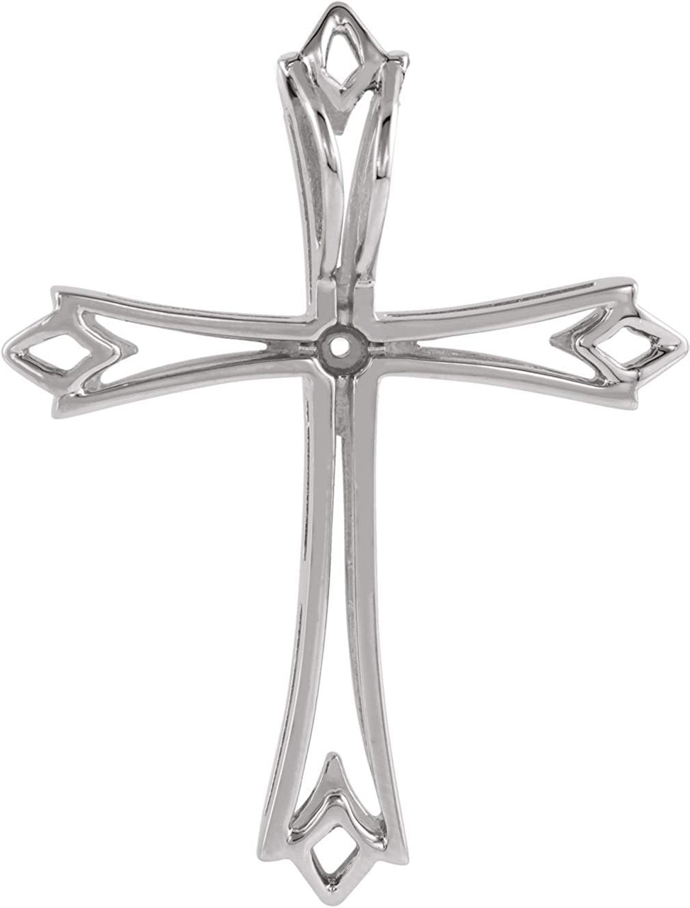 Fleur de Lys Cross 14k White Gold Pendant