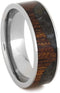 Dinosaur Bone Wave Pattern, Koa Wood 7mm Comfort-Fit Titanium Wedding Band, Size 8.75