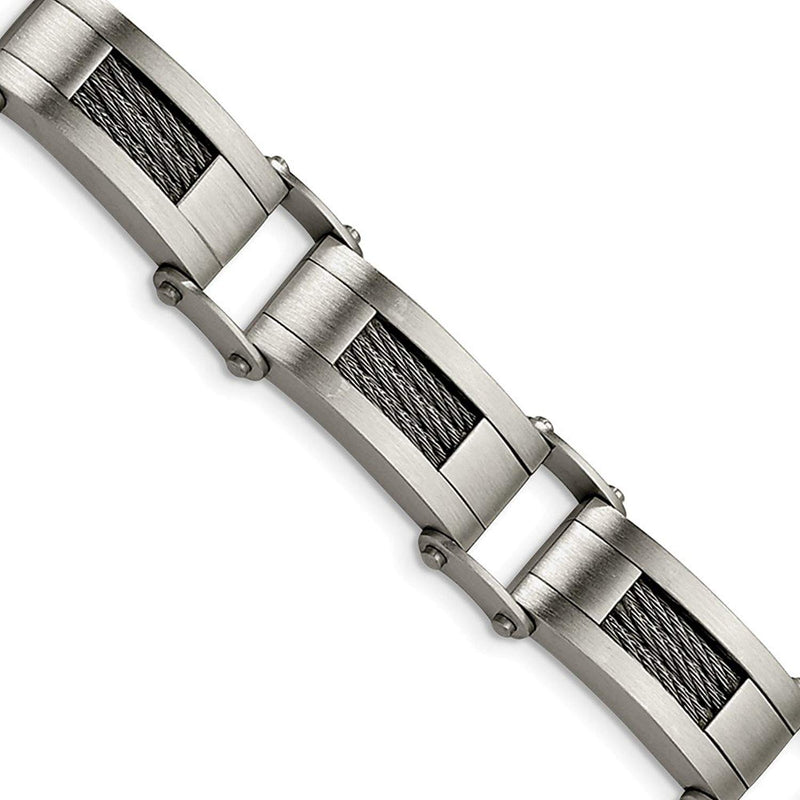 Men's Brushed Stainless Steel 13mm Wire Bracelet, 8.5"