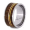 Koa Wood, 14k Yellow and Rose Gold Pinstripes 11mm Comfort-Fit Titanium Wedding Band