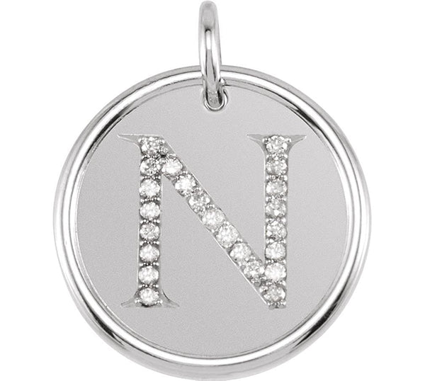 Diamond Initial "N" Pendant, Sterling Silver (0.1 Ctw, G-H Color, I1 Clarity)