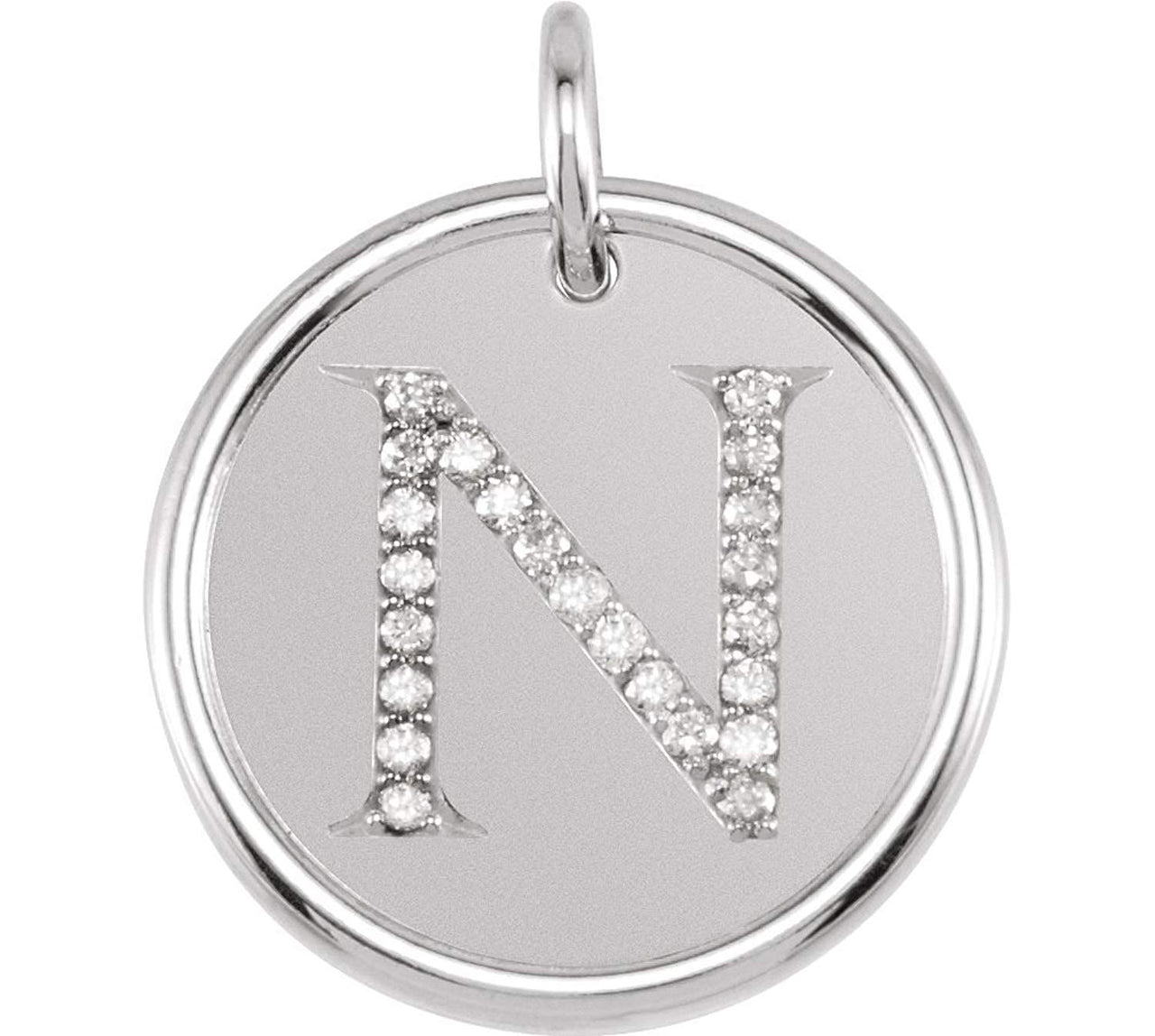 Diamond Initial "N" Pendant, Sterling Silver (0.1 Ctw, Color GH, Clarity I1)