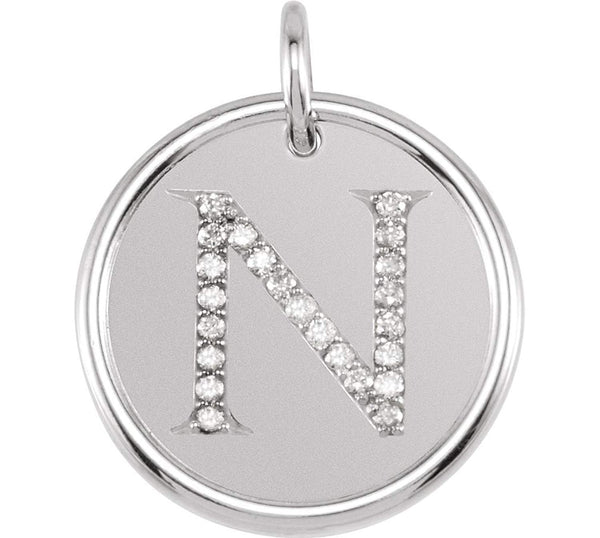 Diamond Initial "N" Pendant, Sterling Silver (0.1 Ctw, Color GH, Clarity I1)