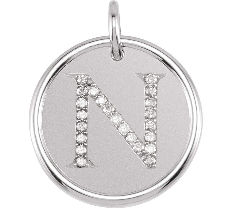 Diamond Initial "N" Pendant, Sterling Silver (0.1 Ctw, Color GH, Clarity I1)