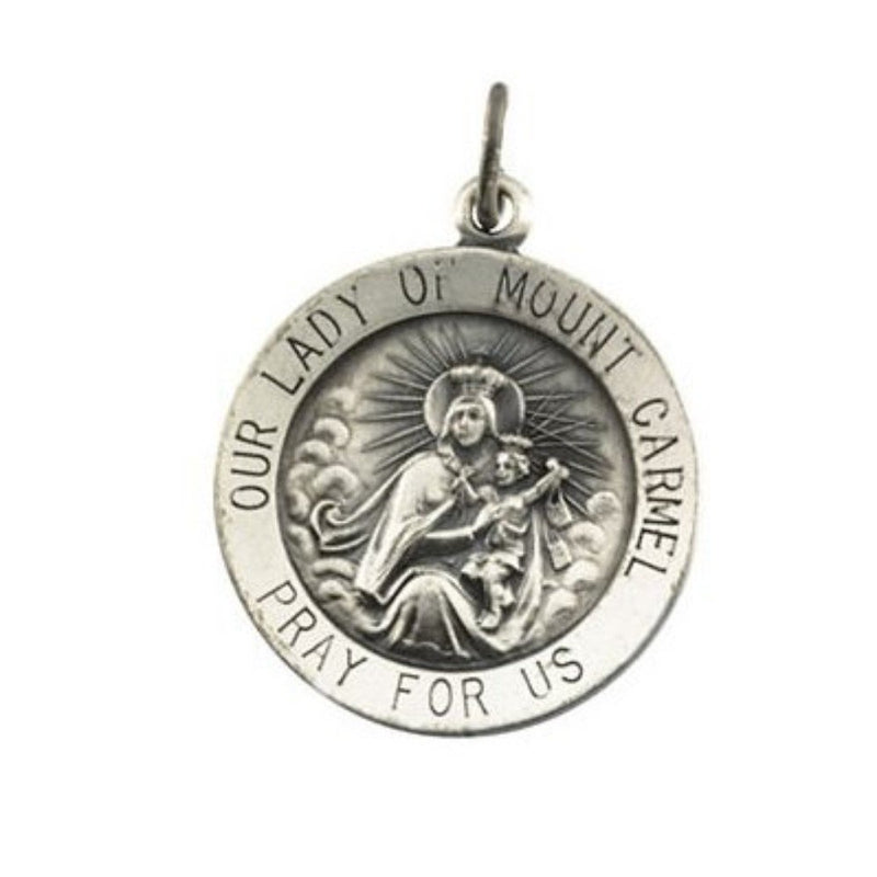 Sterling Silver Our Lady of Mount Carmel Medal Pendant (18.25 MM)