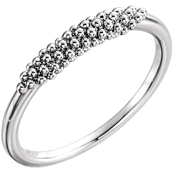 Cluster Beaded Comfort-Fit Ring, Rhodium-Plated 14k White Gold