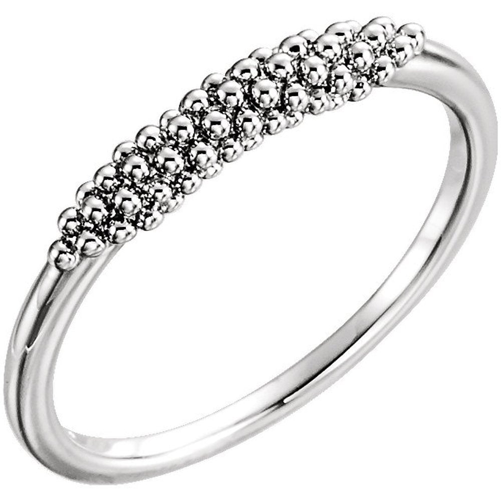 Platinum Cluster Beaded Comfort-Fit Ring, Size 7.75