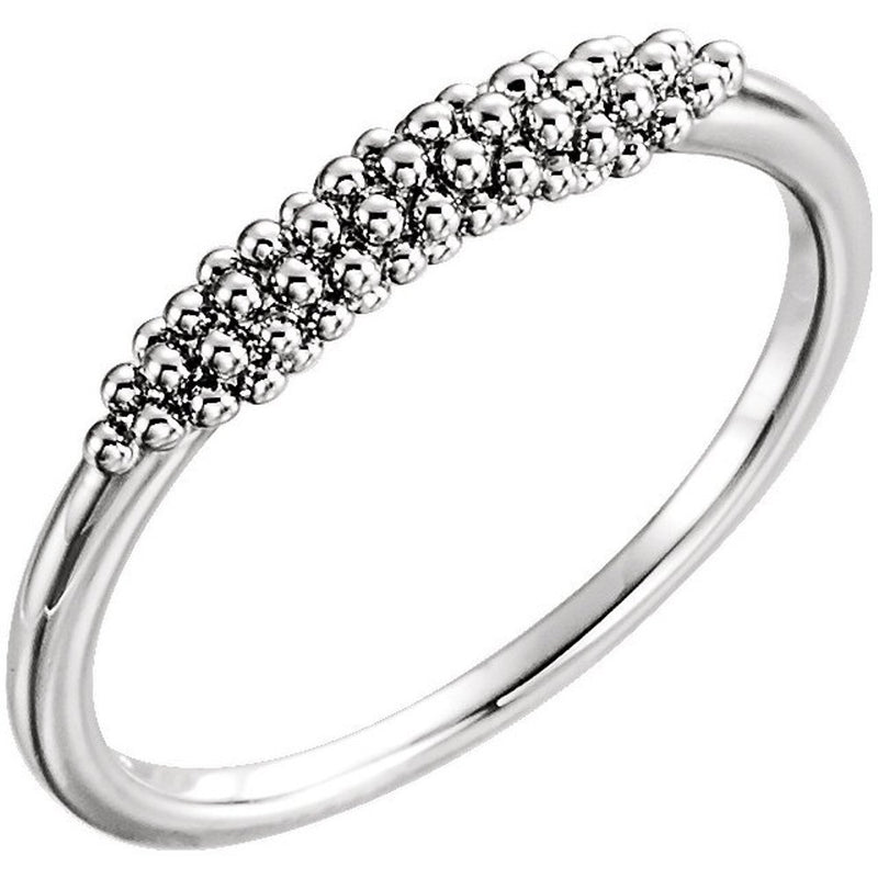 Platinum Cluster Beaded Comfort-Fit Ring, Size 7.75