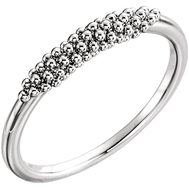 Cluster Beaded Comfort-Fit Ring, Rhodium-Plated 14k White Gold, Size 5.25