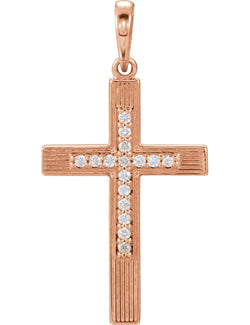 Diamond Cross Pendant, 14k Rose Gold (.08 Ctw, Color G-H , Clarity I1)