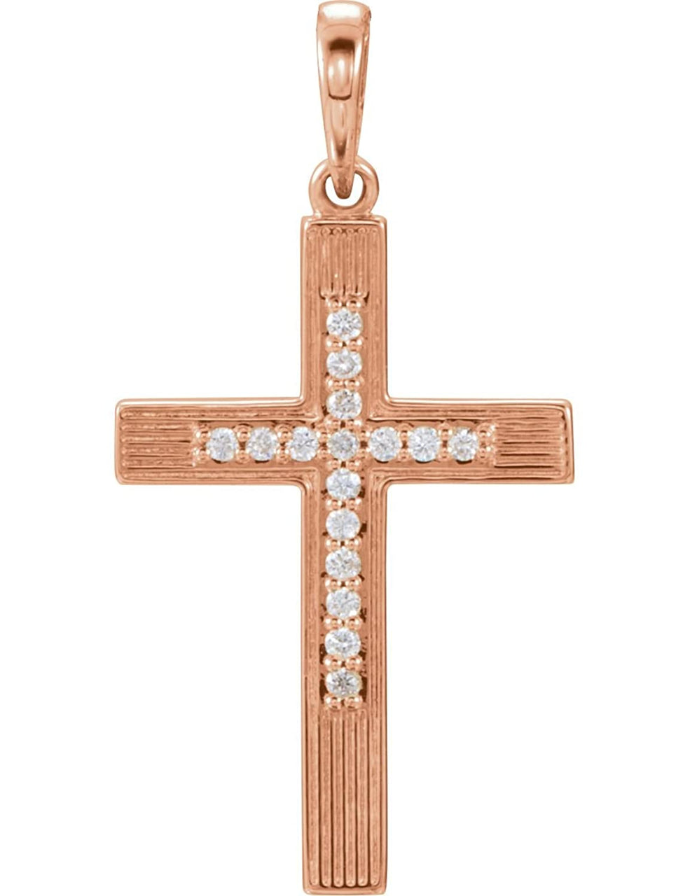 Diamond Cross Pendant, 14k Rose Gold (.08 Ctw, Color G-H , Clarity I1)