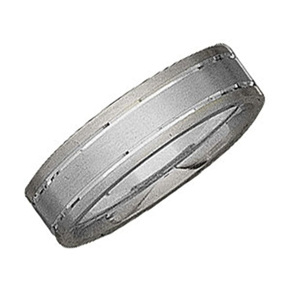 Satin Finish Grooved 6mm Comfort Fit 14k White Gold Band