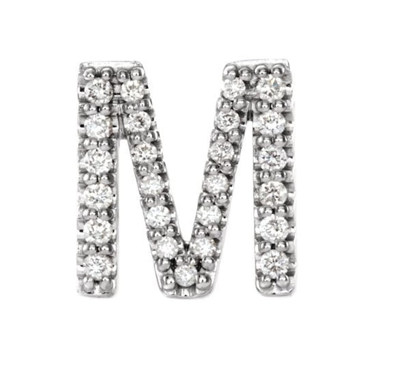 Platinum Diamond Letter 'M' Initial Stud Earring (Single Earring) (.10 Ctw, GH Color, SI2-SI3 Clarity)