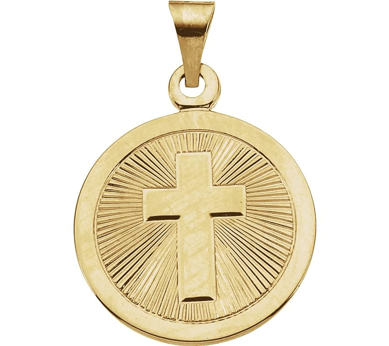 14k Yellow Gold Confirmation Cross Pendant Medal (19 MM)