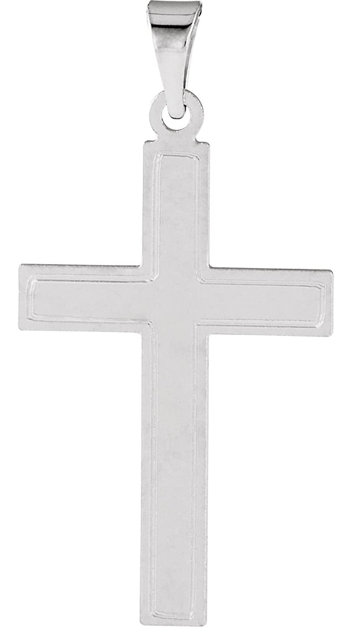 Inlay Cross Rhodium-Plated 14k White Gold Pendant (22 X 14MM)