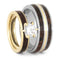 Moissanite, Dinosaur Bone, Maple Burl, 10k, 14k Yellow Gold Comfort-Fit Titanium Couples Wedding Band Set