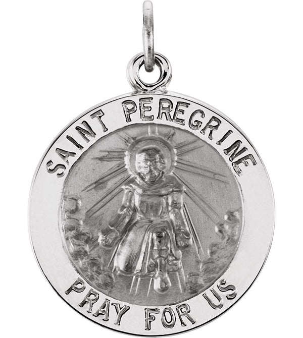 Sterling Silver Round St. Peregrine Necklace, 18"(18MM)