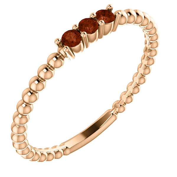 Chatham Created Ruby Beaded Ring, 14k Rose Gold, Size 6