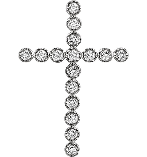Diamond Paternoster Cross Pendant, Rhodium-Plated 14k White Gold (.75 Ctw, H+ Color, I1 Clarity)