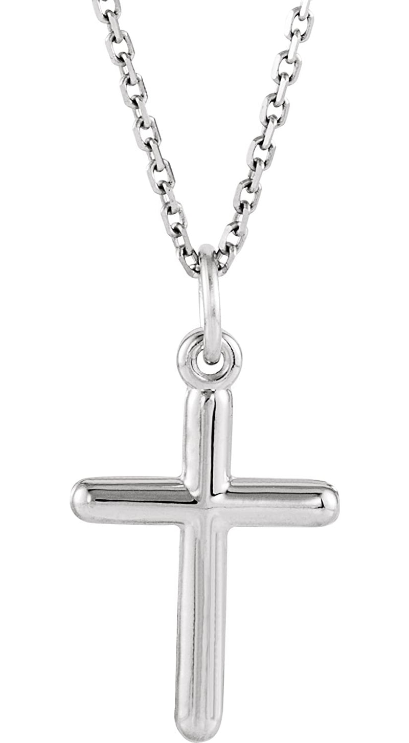 Western Cross 14k White Gold Pendant Necklace, 18" (13X9MM)