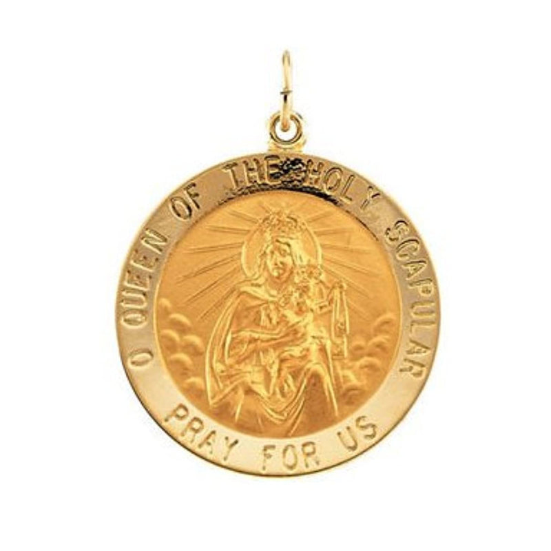 14k Yellow Gold Round Scapular Medal (18 MM)