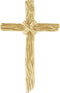 Woodgrain Cross Brushed 14k Yellow Gold Pendant (50.75X32.25MM)