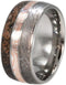 Dinosaur Bone, Gibeon Meteorite, Mokume Gane 10mm Comfort Fit Titanium Band, Size 11.5