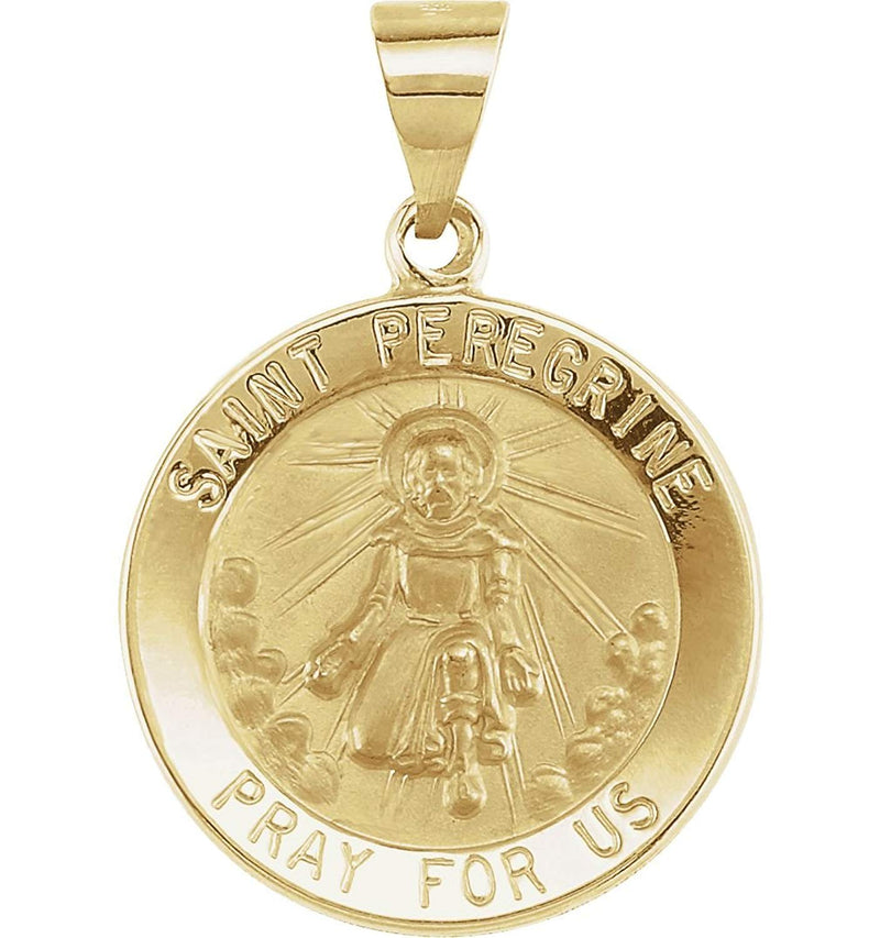 14k Yellow Gold Round St. Peregrine Medal (18.25MM)