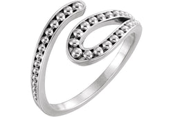 Platinum Beaded Bypass Ring