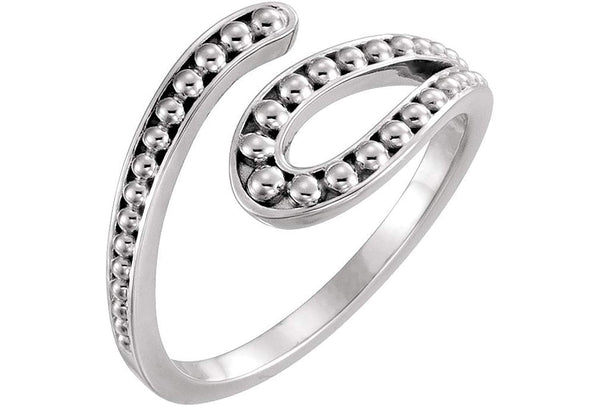 Beaded Bypass Ring, Rhodium-Plated 14k White Gold