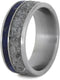 Lapis Lazuli, Gibeon Meteorite 8mm Comfort-Fit Matte Titanium Band, Size 4.75